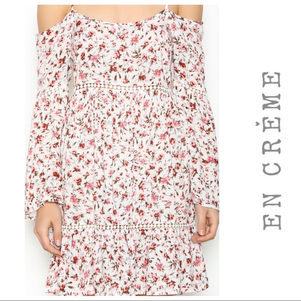 En Creme Cold Shoulder Babydoll Dress